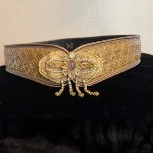 Marconi python belt with jeweled gold buckle Marconi | Accessories | Marconi Python Belt With Jeweled  main image 2